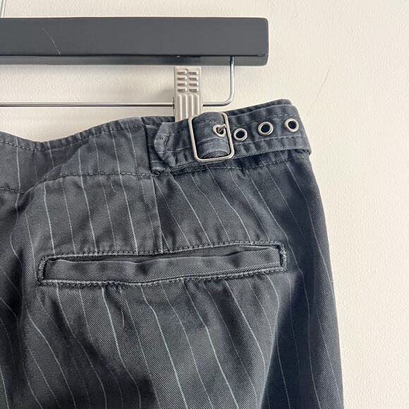 Nili Lotan Womens Sz 8 Cotton Dark Gray Pinstripe Wide Leg Pant with Buckles - Picture 9 of 11